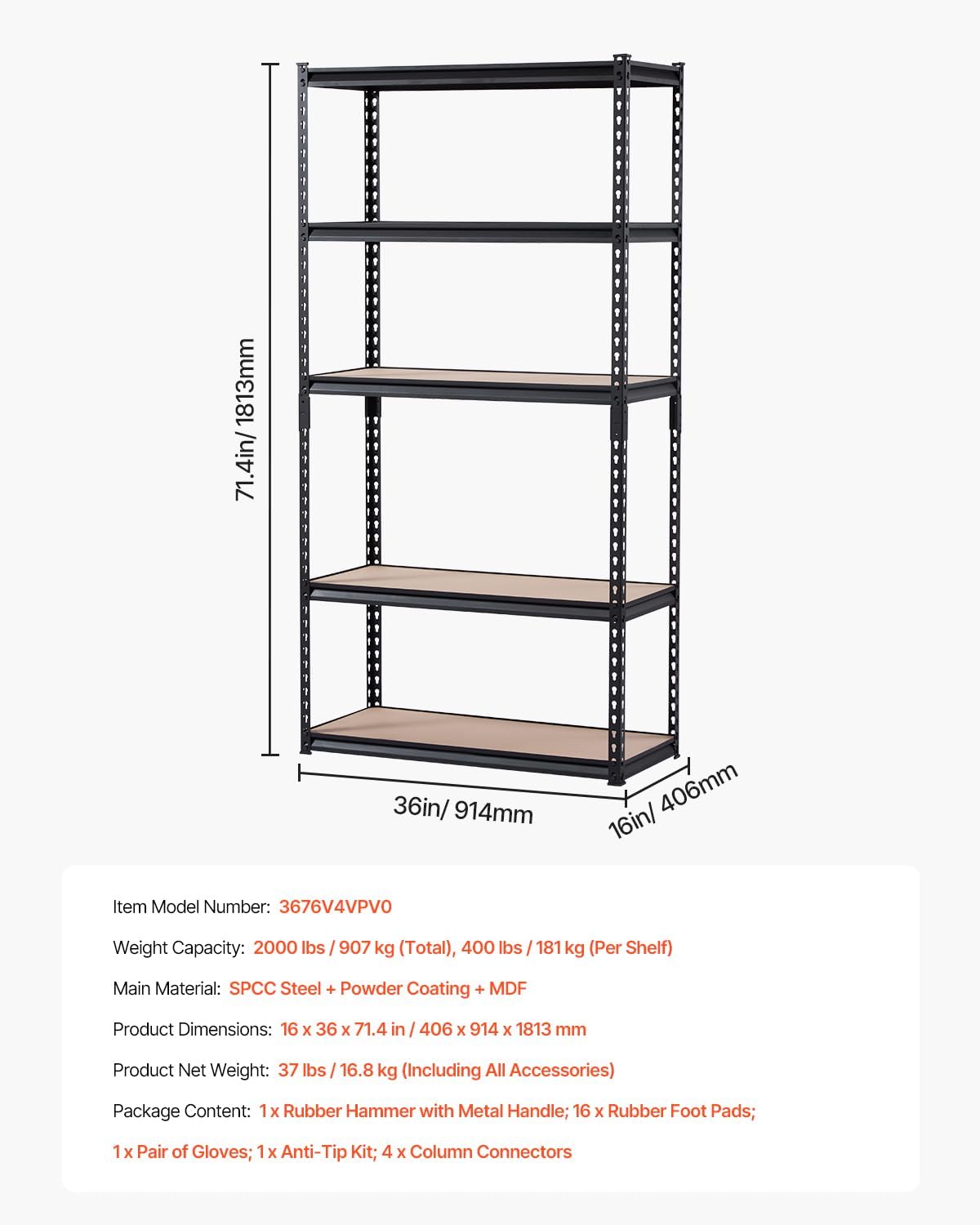 5-Tier Metal Storage Shelf ⚒️ – 2000 lbs Load, Adjustable Design
