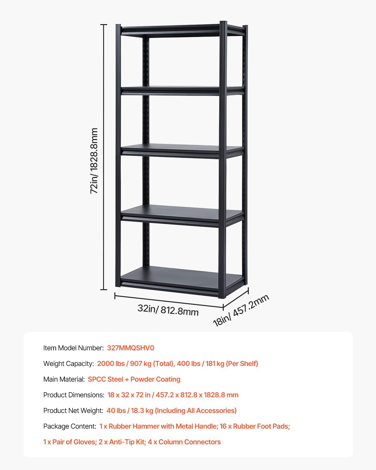 5-Tier Metal Storage Shelf ⚒️ – 2000 lbs Load, Adjustable Design