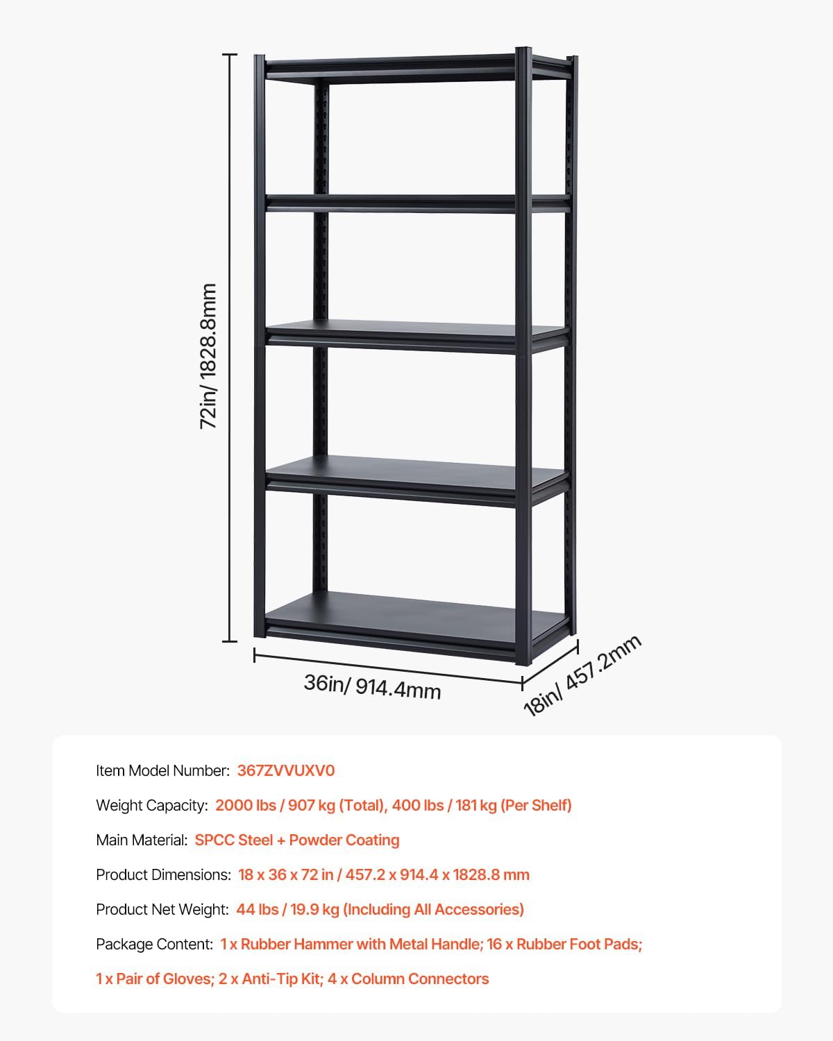 5-Tier Metal Storage Shelf ⚒️ – 2000 lbs Load, Adjustable Design