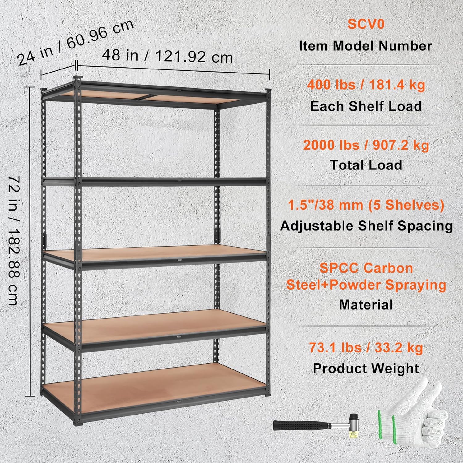 5-Tier Metal Storage Shelf ⚒️ – 2000 lbs Load, Adjustable Design