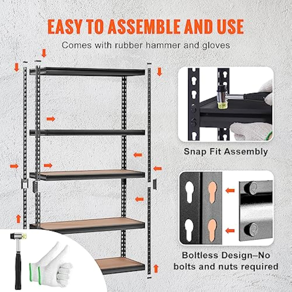 5-Tier Metal Storage Shelf ⚒️ – 2000 lbs Load, Adjustable Design